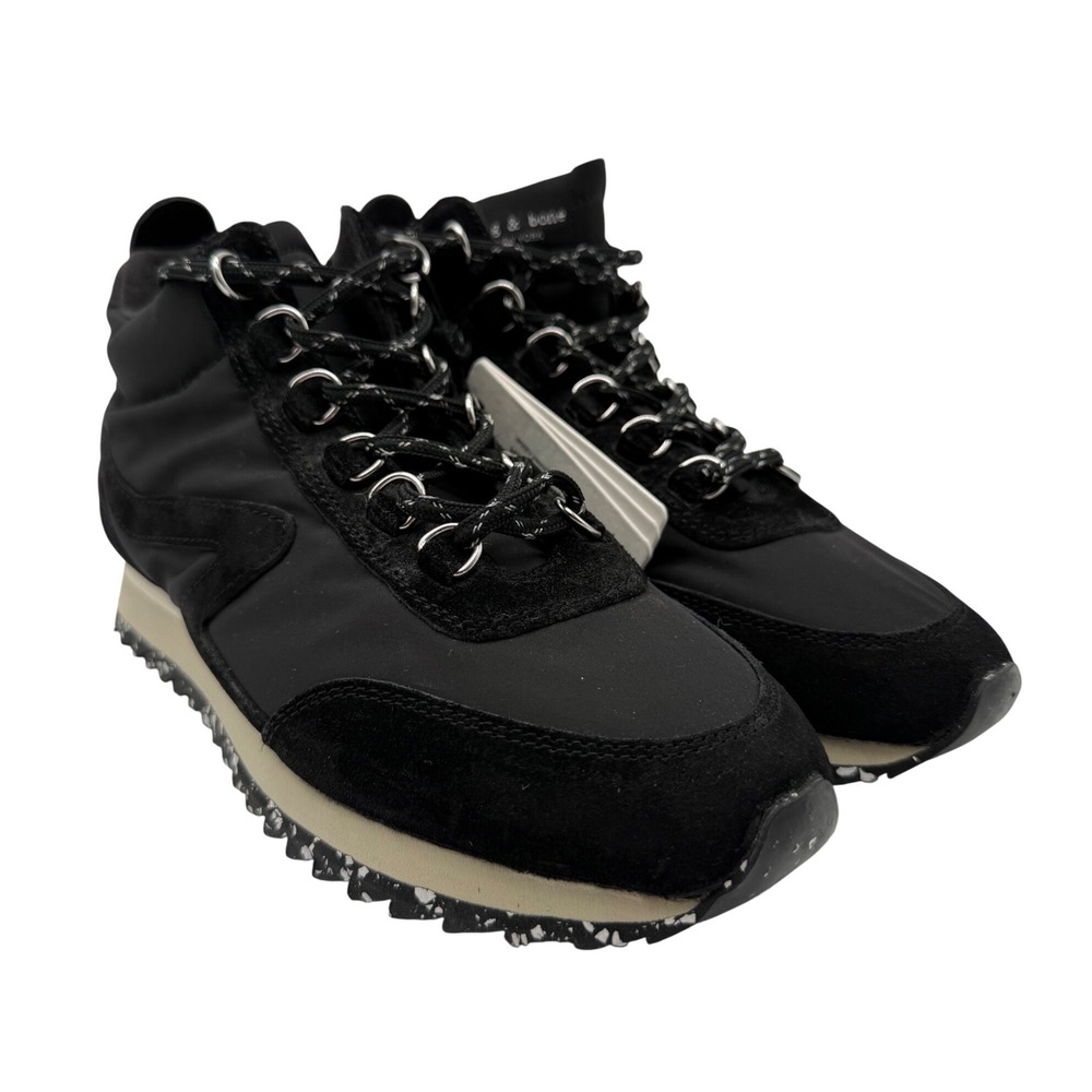 Rag & Bone Retro Hiker Sneakers‎ Womens 38.5 / 8 Black New Suede Nylon Shoes